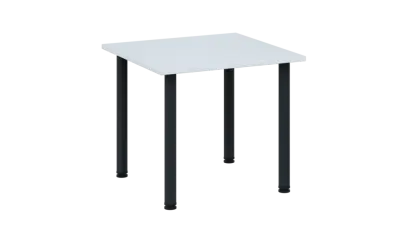 CRTR 80 jídelní stůl, kovová podnož černá, deska 25 mm, 800x800 mm, bílá